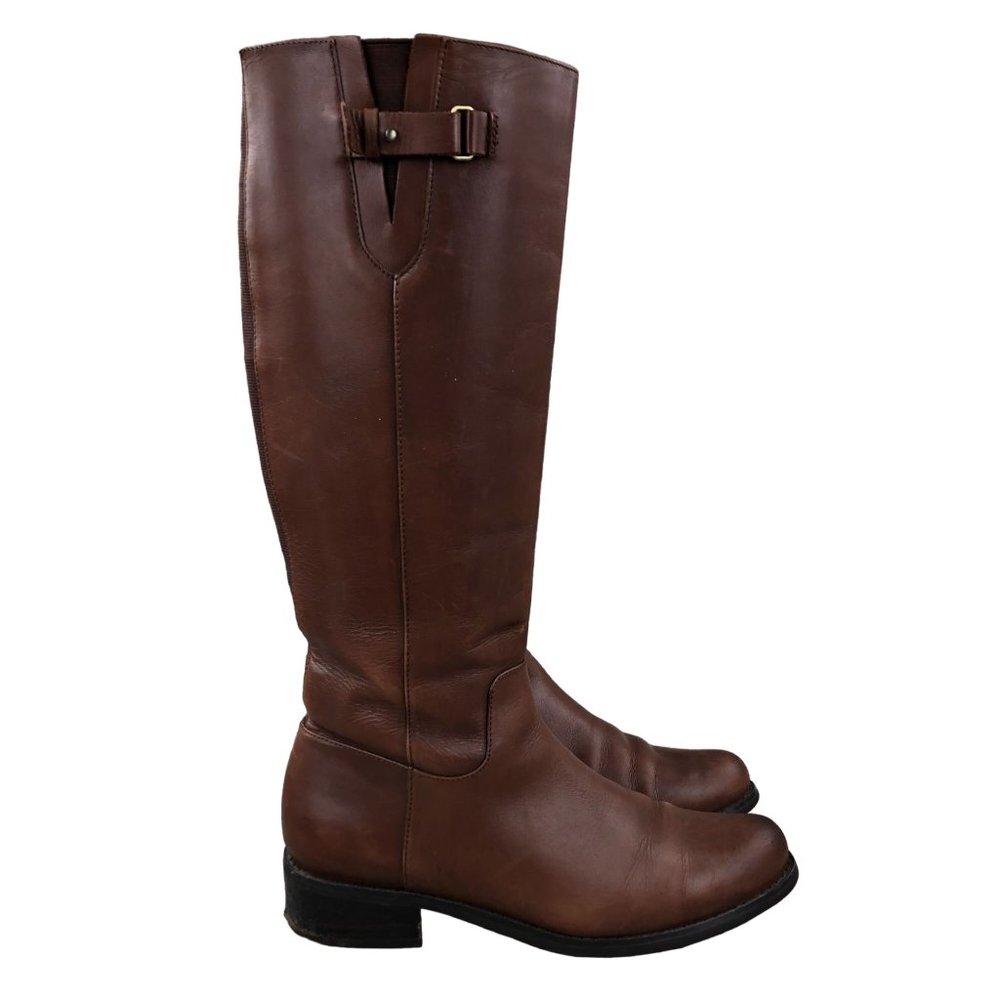 Blondo Women's Size 8M Volly Brown Leather Waterproof Side Zip Tall Riding Boots